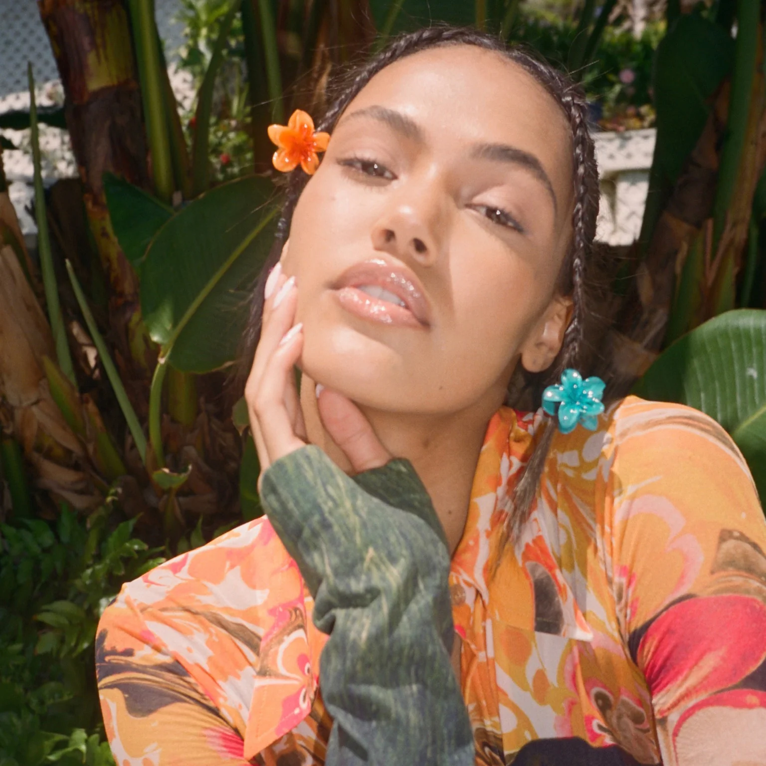 Baby Super Bloom Clip Set in Mango - Image 3